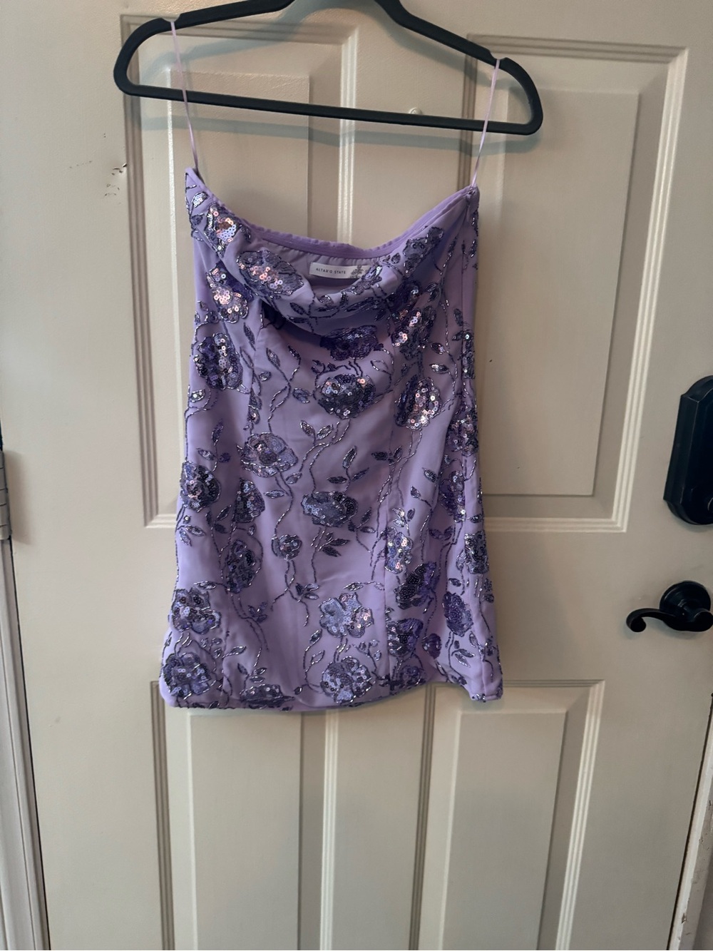 Altar'd State Lilac Sequin Floral Mini Dress